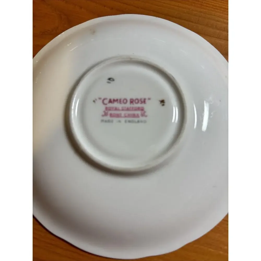 Pink with Ribbon Royal Stafford Cameo Rose Tea Cup and Saucer Set